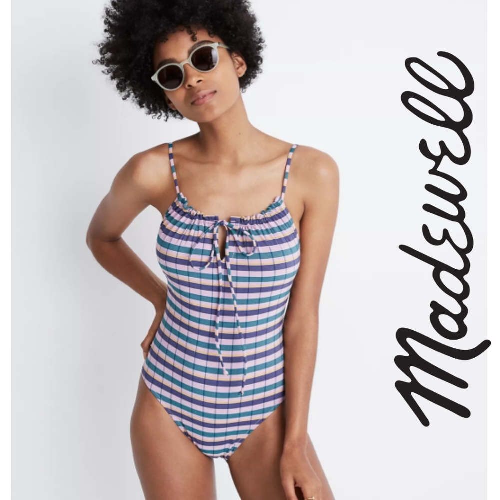 Madewell Second Wave Ruffle Drawstring One Piece